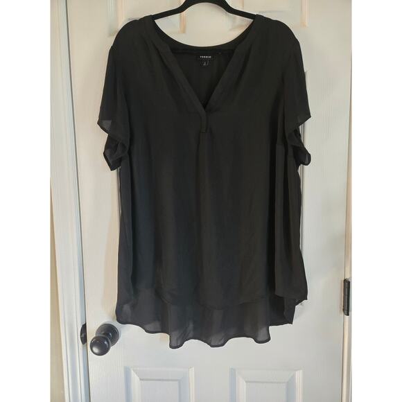 Torrid Tops - Torrid Black Short Sleeve Sheer Blouse Top Size 2 (2XL)